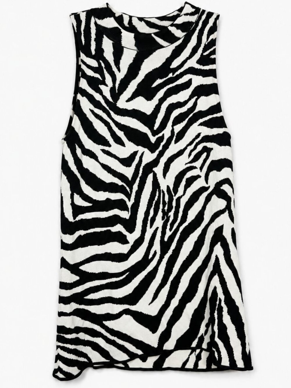 White House Black Market Zebra Print Mock Neck Sleeveless Blouse Size Small